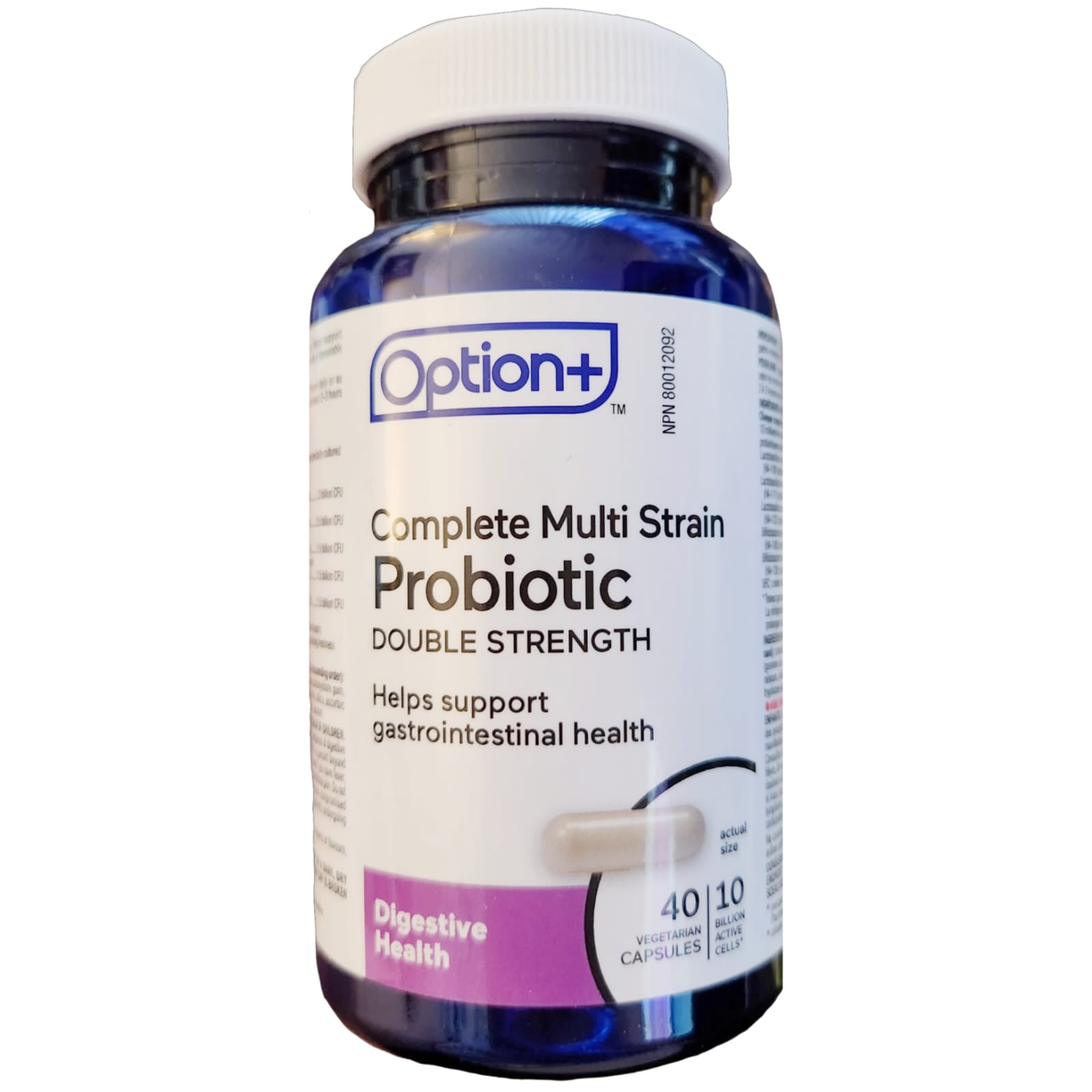 Option+ Complete Multi Strain Probiotic 10 Billion Active Cells 40 Vegetarian Capsules