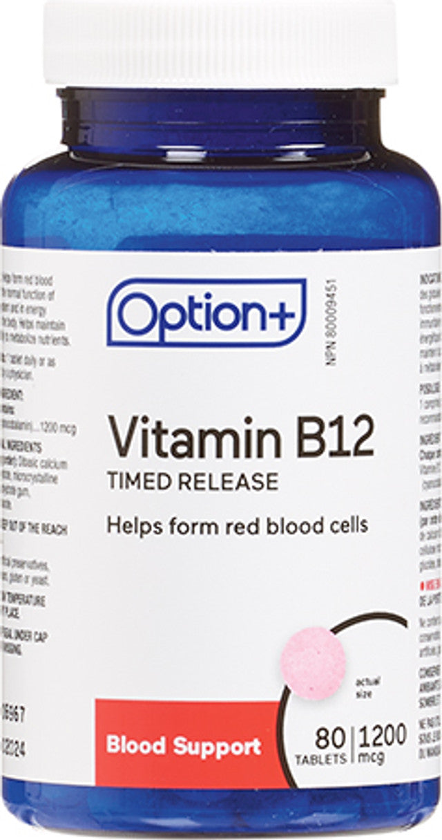 Option+ Vitamin B12 Timed Release 1200mcg 80 Tablets