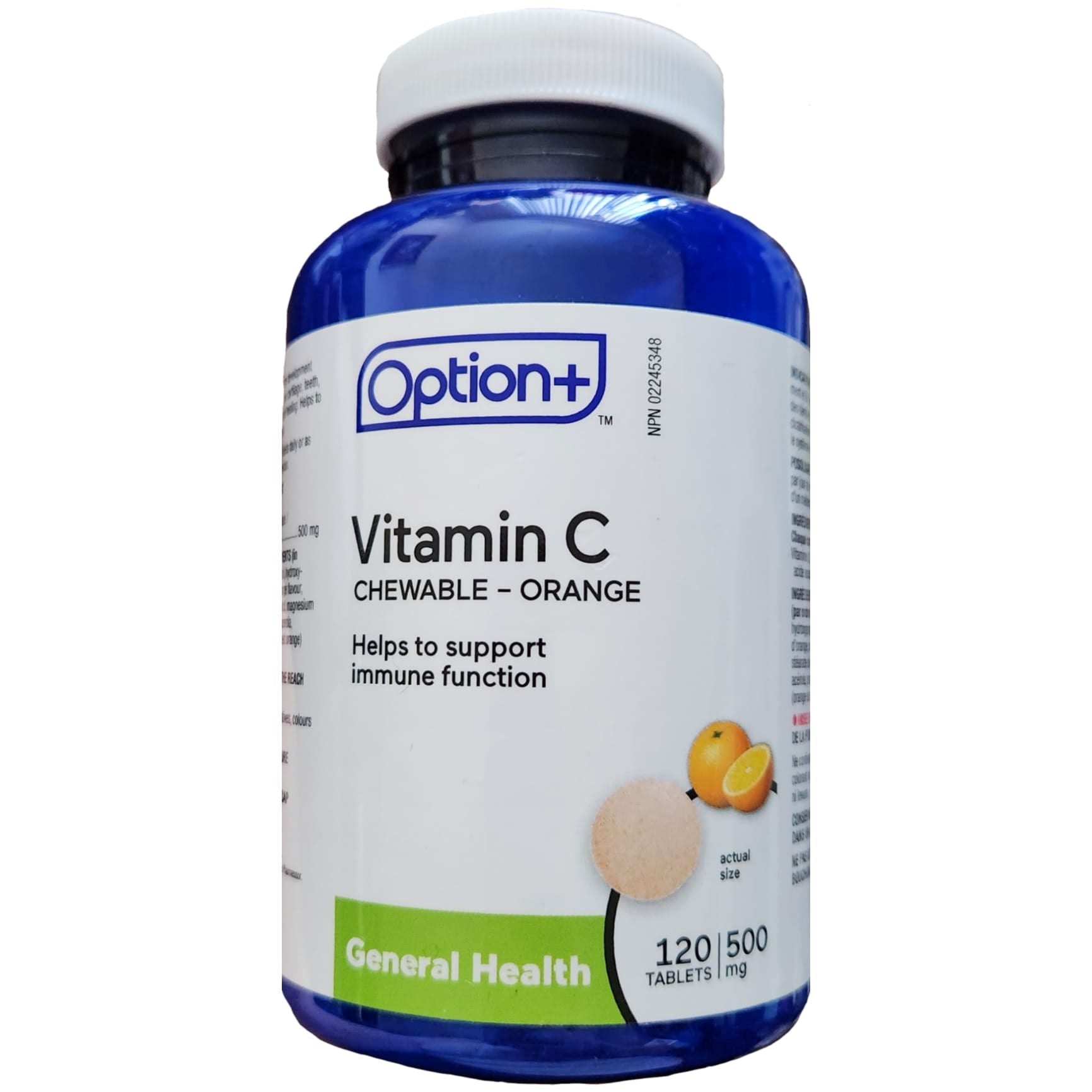 Option+ Vitamin C Chewable Orange 500mg 120 Tablets
