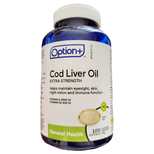 Option+ Cod Liver Oil 1100mg 100 Softgels