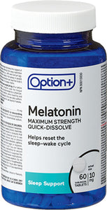 Option+ Melatonin Maximum Strength Quick-Dissolve 10mg 60 Tablets