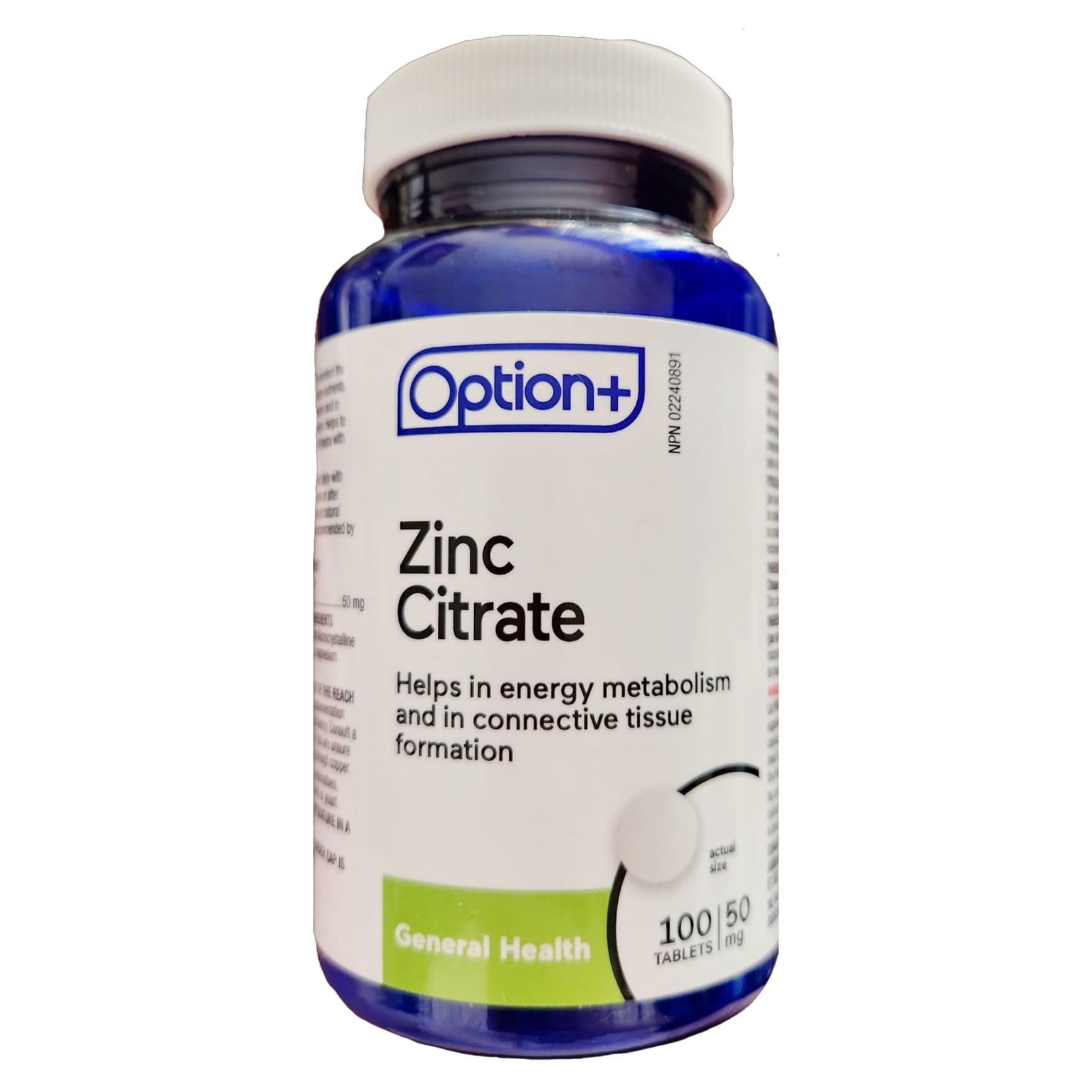 Option+ Zinc Citrate 50mg 100 Tablets