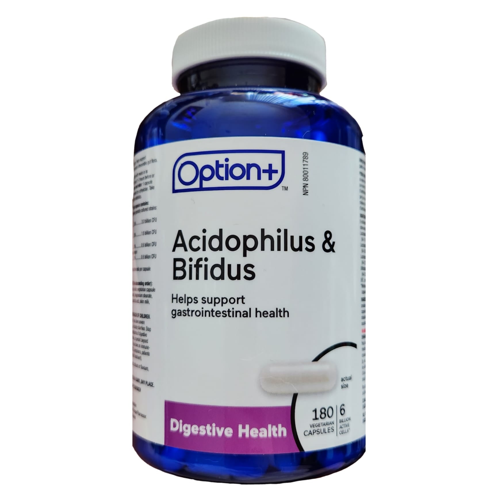 Option+ Acidophilus & Bifidus 6 Billion Active Cells 180 Vegetarian Capsules