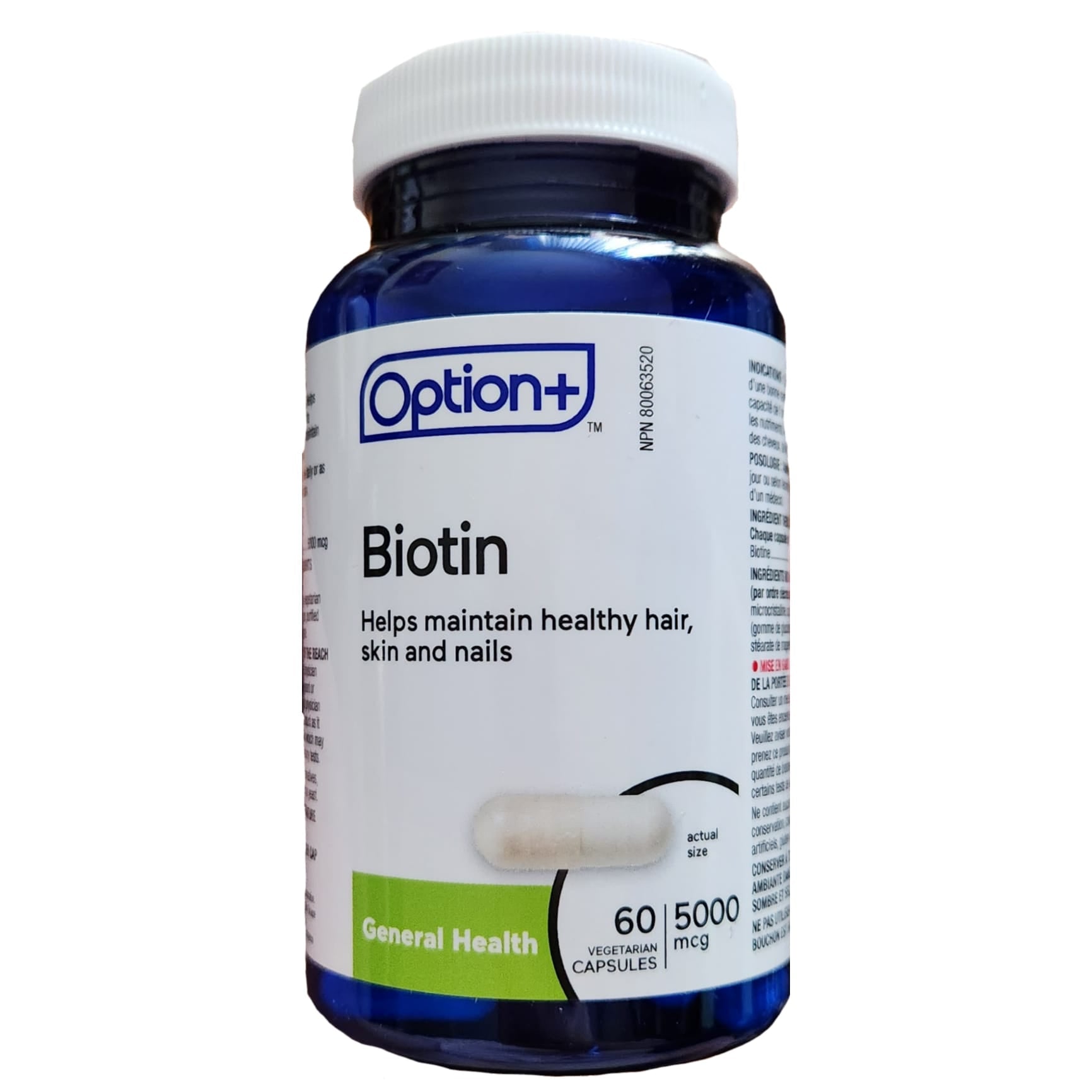 Option+ Biotin 5000mcg 60 Vegetarian Capsules
