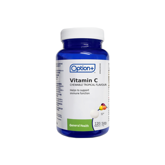 Option+ Vitamin C Chewable Tropical Flavour 500mg 120 Tablets