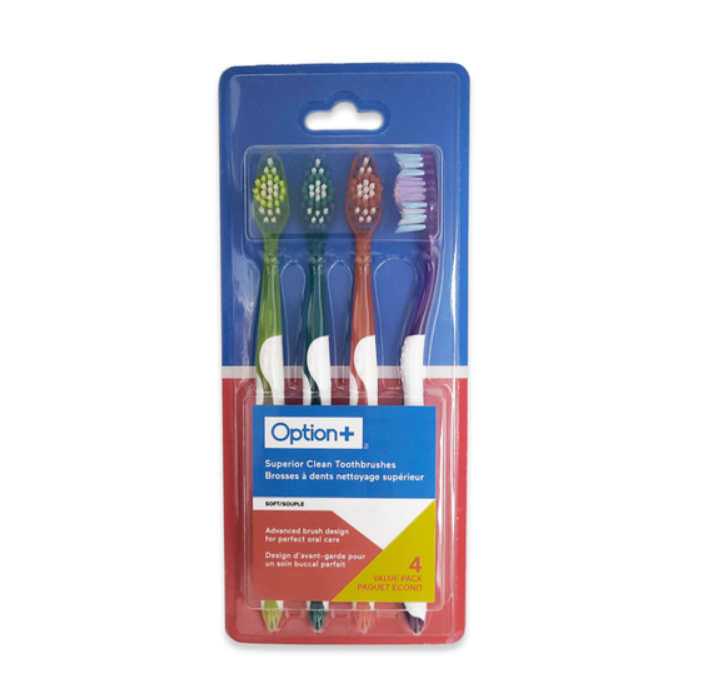 Option+ Superior Clean Toothbrush Soft Value Pack 4