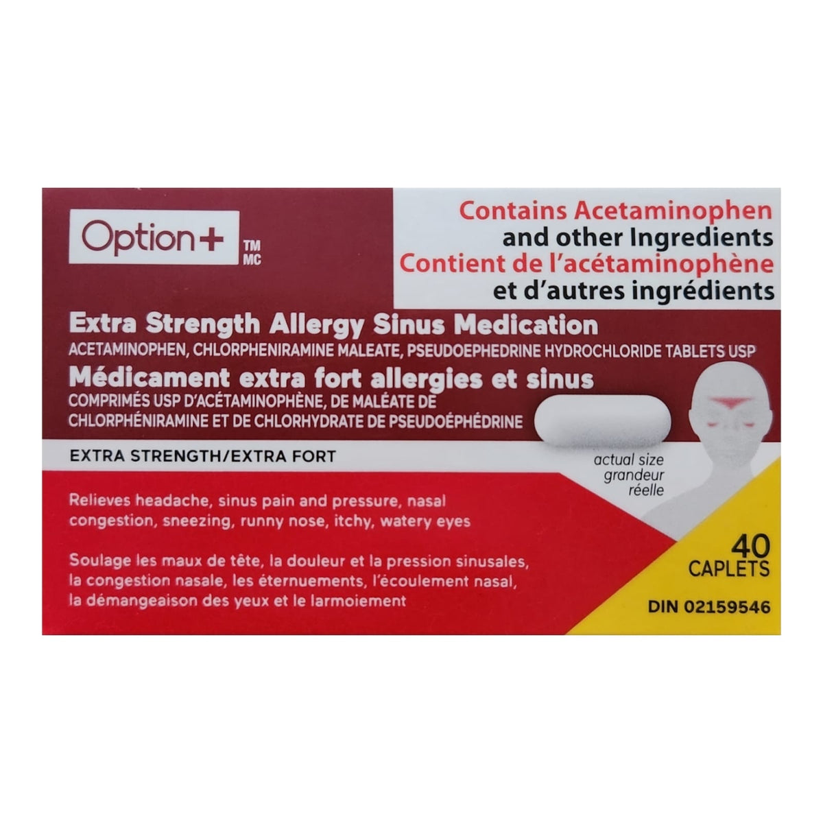 Option+ Extra Strength Allergy Sinus Medication 40 Caplets – Pharmacy ...