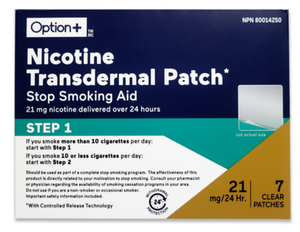 Option+ Nicotine Transdermal Patch Step 1 - 7 Clear Patches