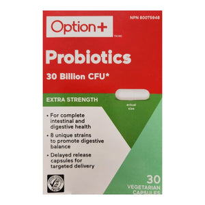 Option+ Probiotics 30 Billion CFU Extra Strength 20 Vegetarian Capsules