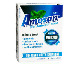 Amosan Oral Antiseptic Rinse 12x1.7g Powder Envelopes