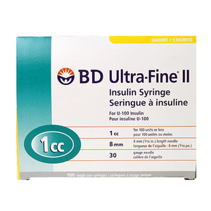 BD Ultra-Fine II Insulin Syringe 1ml 8mm 30G 100 Count