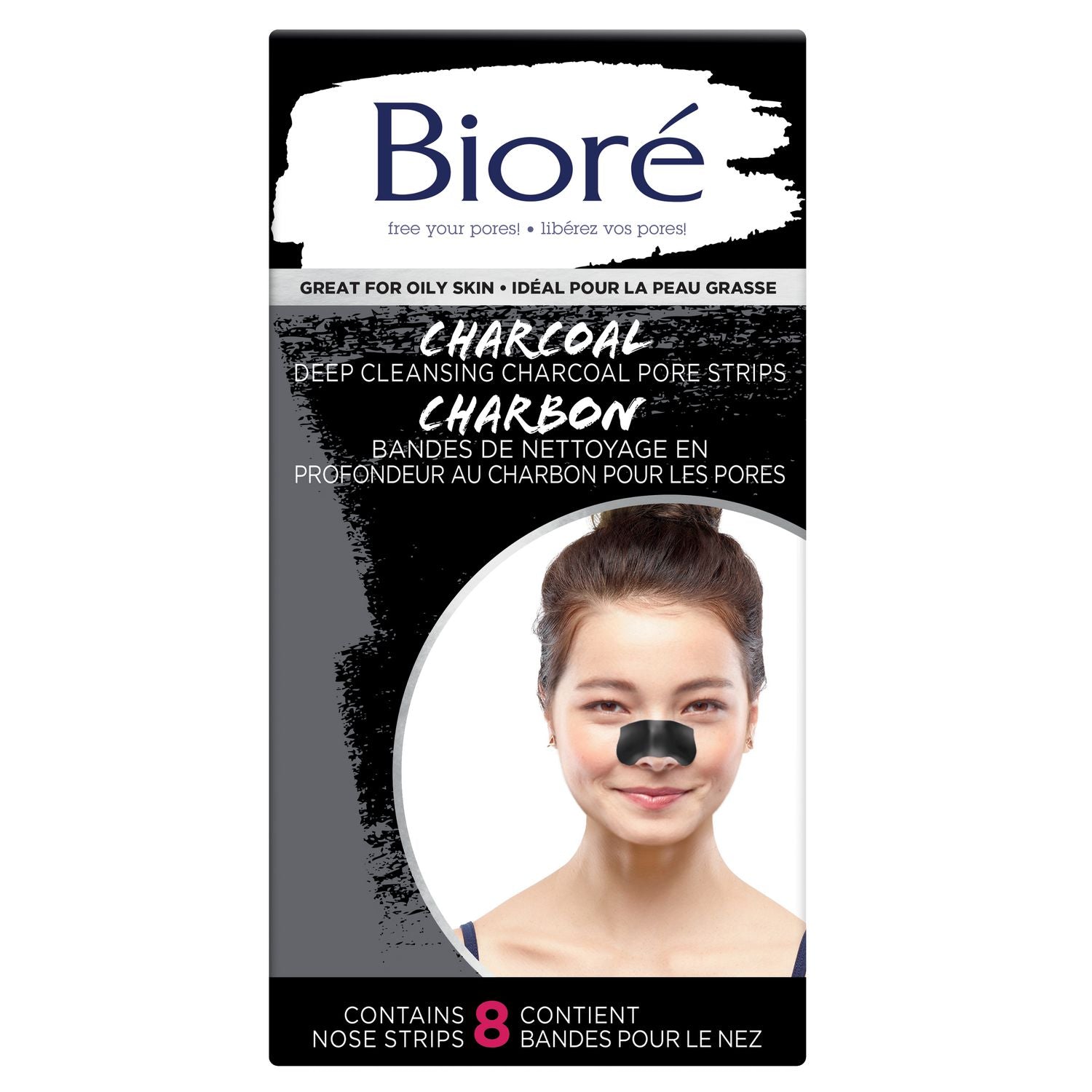 Bioré Charcoal Deep Cleansing Charcoal Pore Strips 8 Count