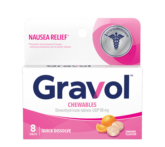 Gravol Quick Dissolve Chewables Orange Flavour 8 Tablets